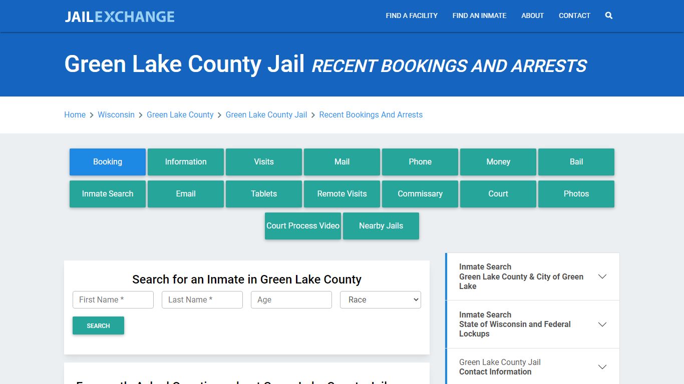 Green Lake County Jail Recent Bookings And Arrests