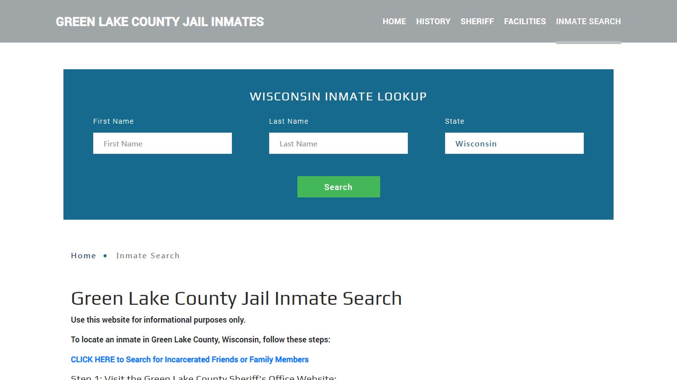 Green Lake County, WI Detainee Lookup
